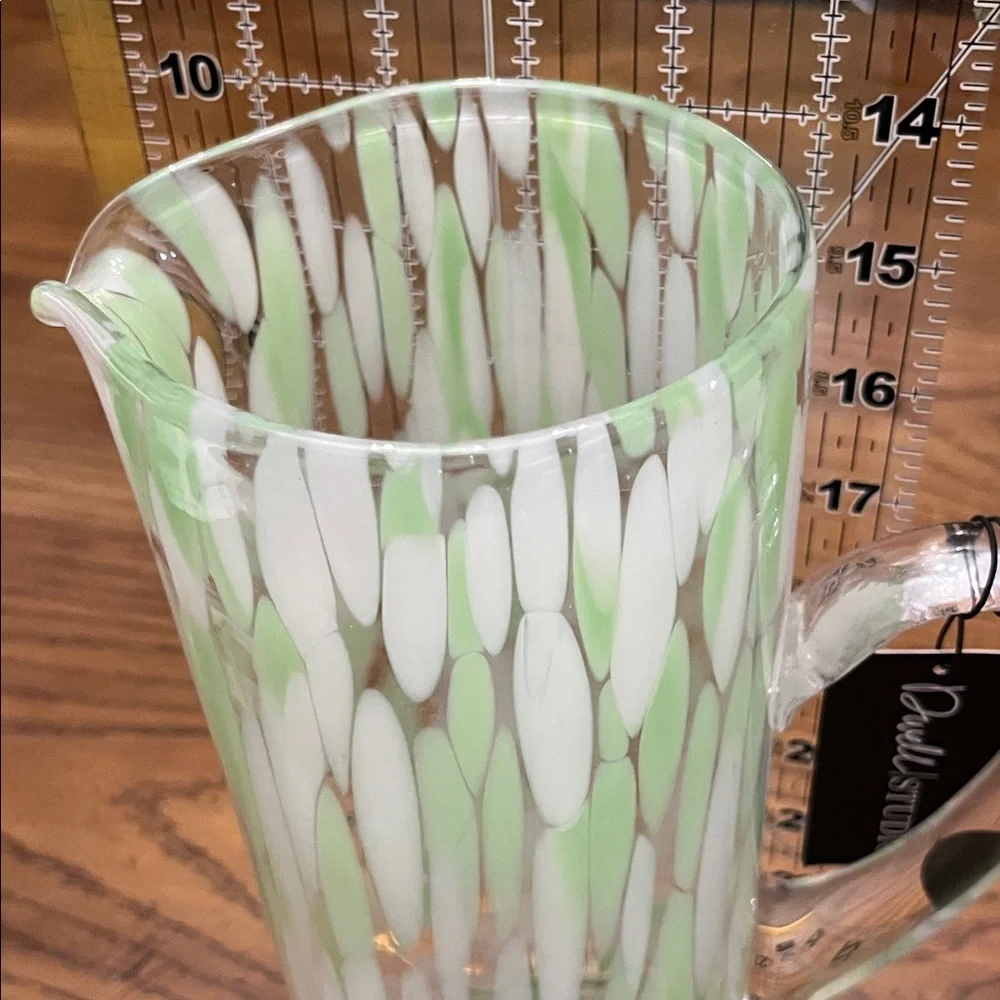 Dwell Studio Green and White Glass Pitcher,‎ NWT